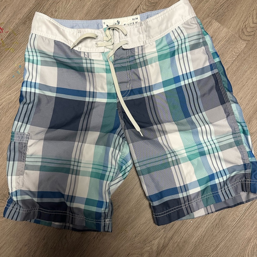 American Eagle Outfitters Blue and Green Swim Trunks